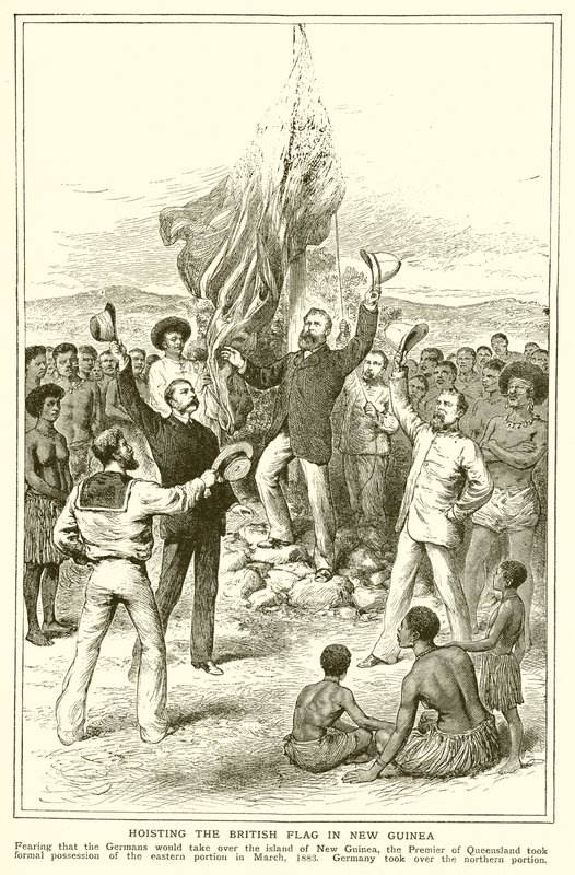 1883年3月，在新几内亚悬挂英国国旗的昆士兰州长HM切斯特 作者 英语学校