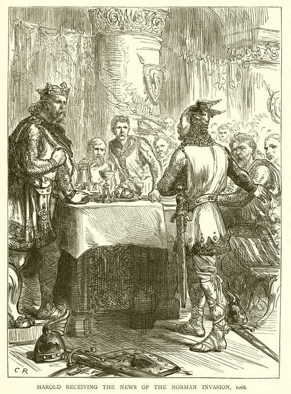 哈罗德接受了诺曼入侵新闻，1066年 作者 英语学校