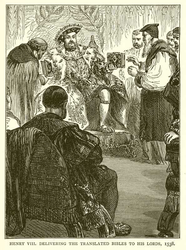亨利八世将翻译的圣经传给他的上议院，1538年 作者 英语学校