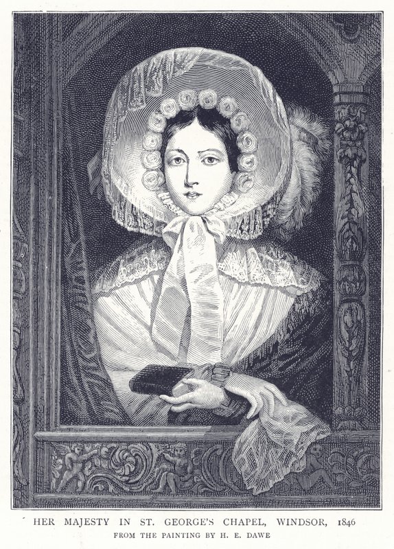 女皇陛下在圣乔治教堂，温莎，1846年 作者 英语学校