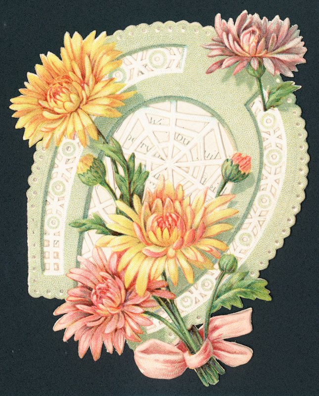 马蹄形和鲜花，卡 作者 英语学校