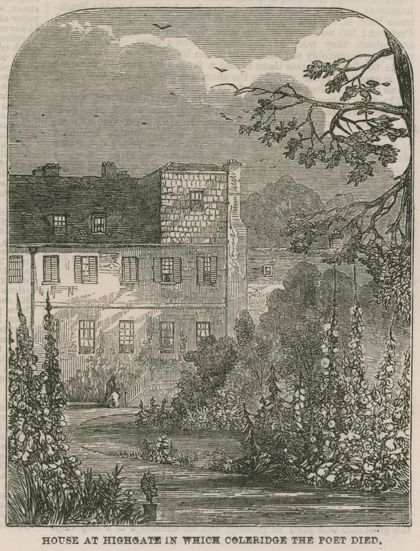 伦敦海格特（Highgate）的众议院，诗人塞缪尔·科勒里奇（Samuel Coleridge）去世 作者 英语学校