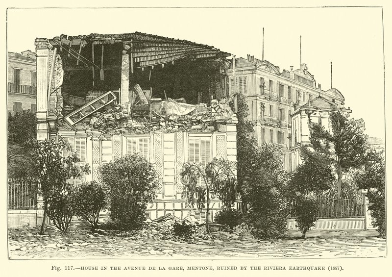 位于Mentone的Avenue de la Gare的房子，于1887年被Riviera Earthquake毁坏 作者 英语学校