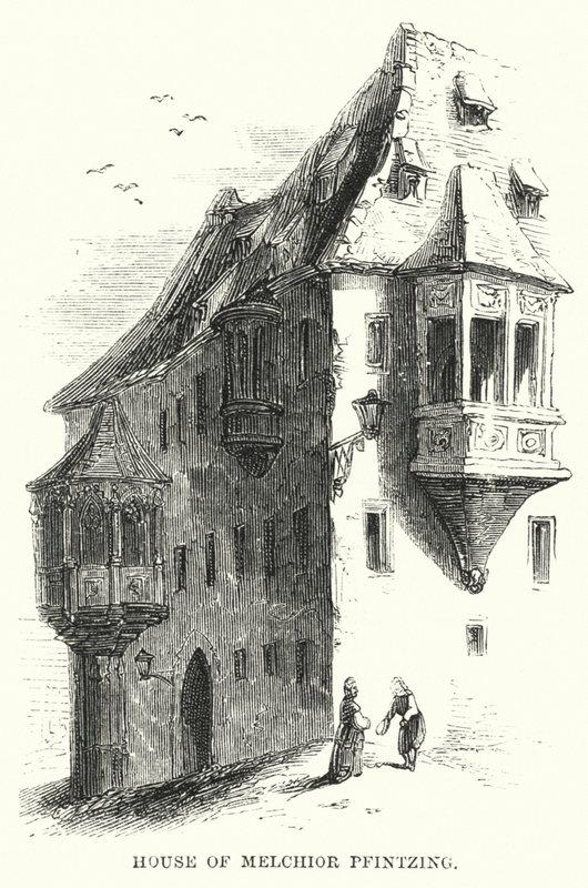 Melchior Pfintzing的房子（雕刻）。 作者 英语学校