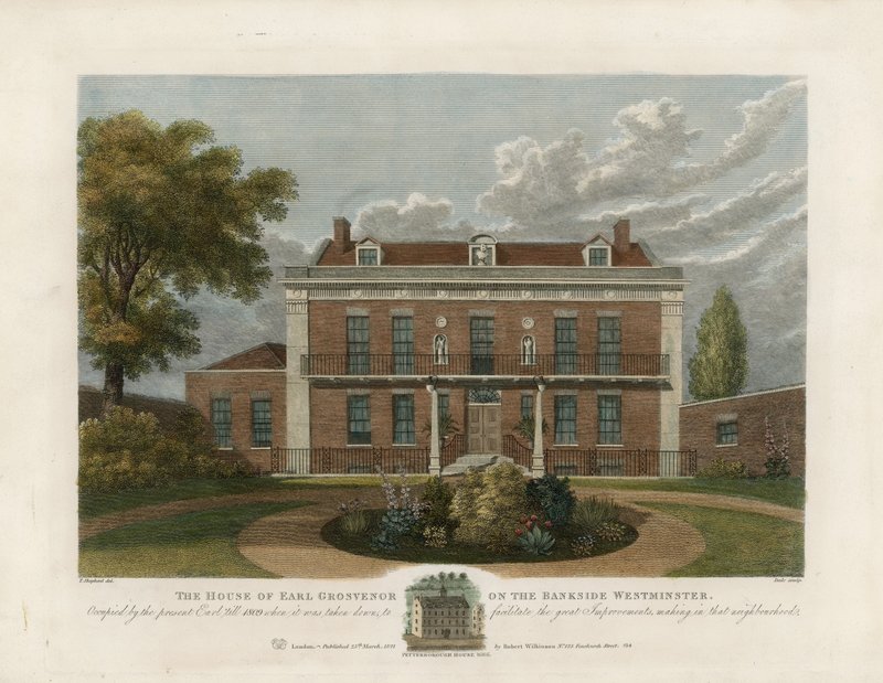 伯爵Grosvenor的房子在Bankside，威斯敏斯特。 1809年取消 作者 英语学校
