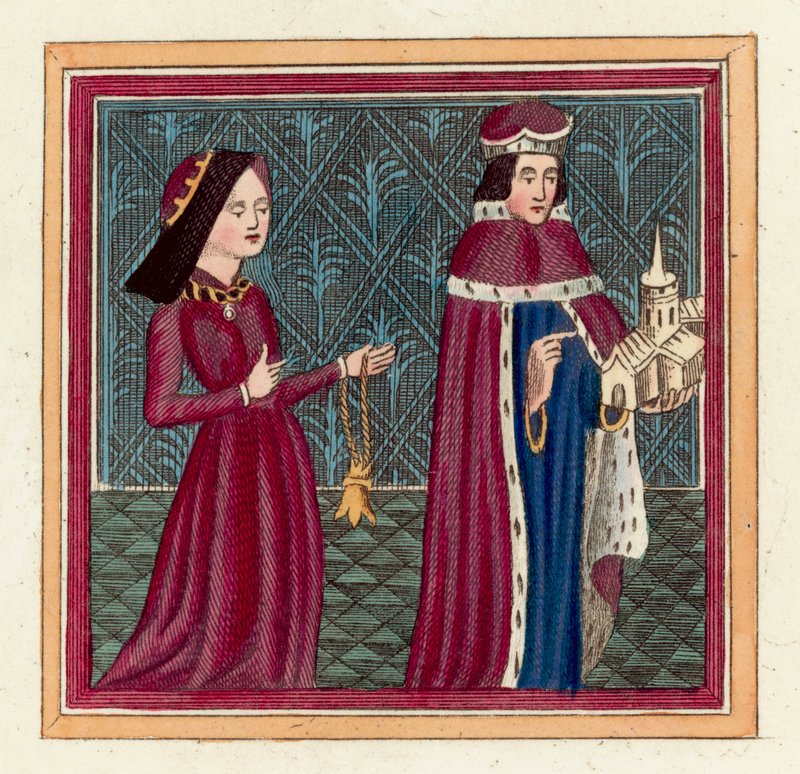 Humphrey Duke of Gloucester and his second wife, Eleanor Cobham (coloured engraving) 作者 英语学校