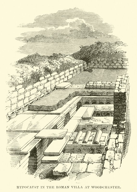 在伍德切斯特的罗马别墅的Hypocaust 作者 英语学校