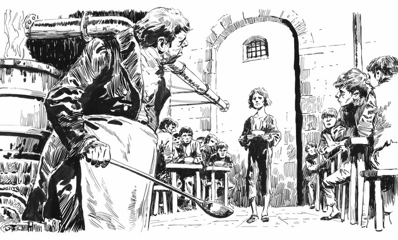查尔斯-狄更斯的《奥利弗-斯特》插图（笔墨）。 作者 英语学校