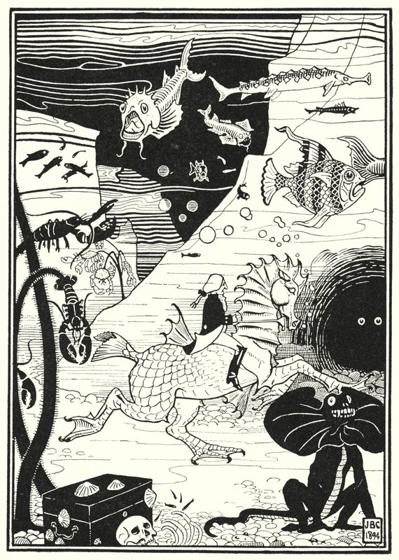 蒙乔生男爵历险记》插图（雕刻）。 作者 英语学校