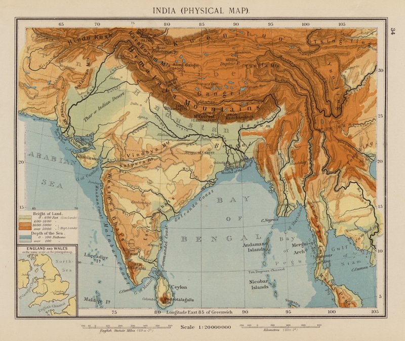 印度自然地理地图（彩色石印版） 作者 英语学校