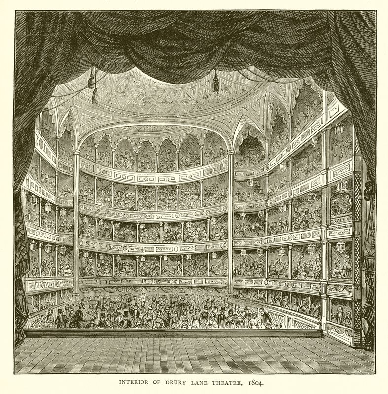 内部的Drury Lane剧院，1804年 作者 英语学校