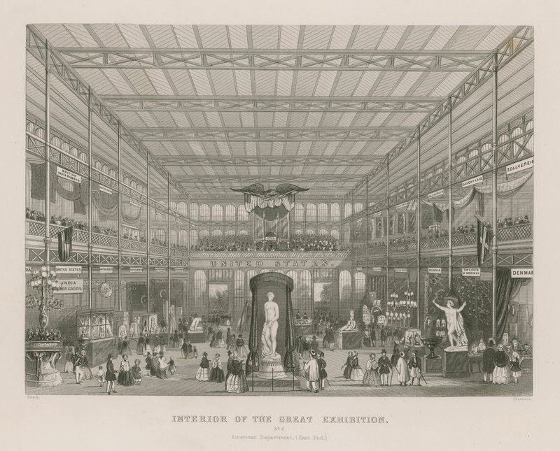 伟大展览的内部，1851年，美国部门（东区） 作者 英语学校
