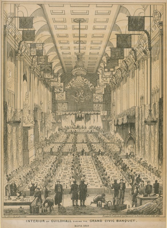 在盛大的市民宴会期间，市政厅的内部，1837年11月9日 作者 英语学校