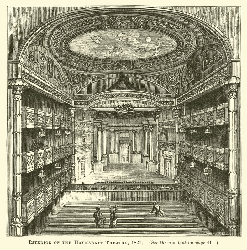 干草市场剧院的内部，1821年 作者 英语学校