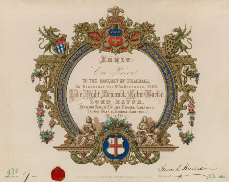 1859年11月9日在伦敦市政厅举行的宴会邀请函 作者 英语学校