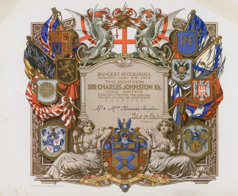 1914年11月9日在伦敦市政厅举行的宴会邀请函 作者 英语学校