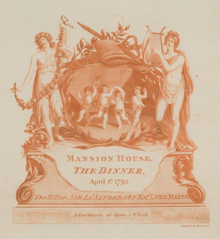 1793年4月1日在伦敦Mansion House举行的晚宴邀请函 作者 英语学校