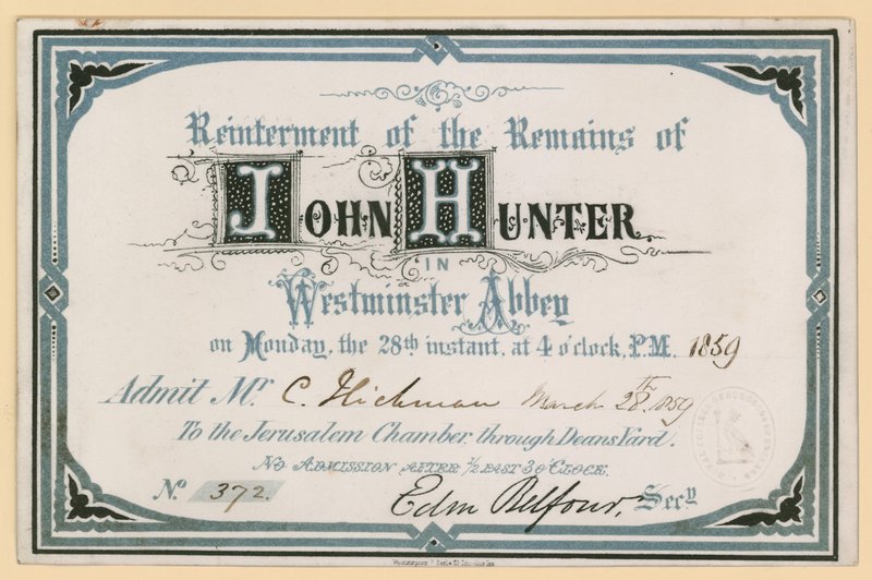 1859年3月28日，伦敦威斯敏斯特教堂（Westminster Abbey）邀请重新安置约翰猎人 作者 英语学校