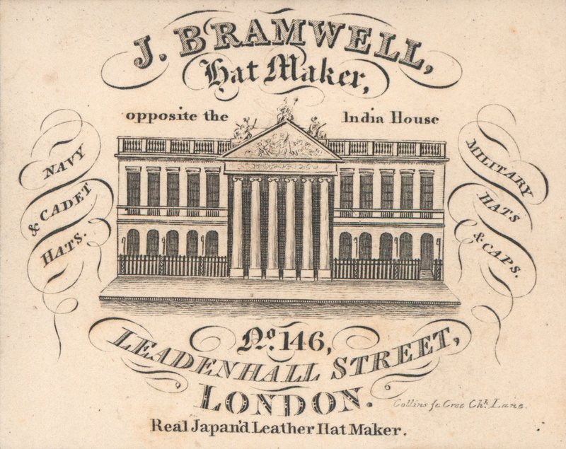 帽子制造商J Branwell，146 Leadenhall Street，贸易卡 作者 英语学校