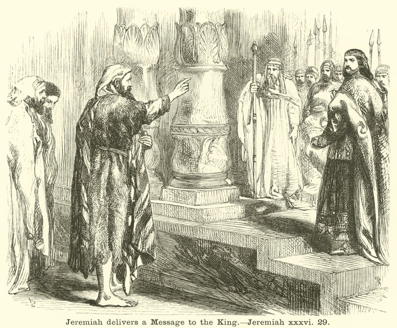 耶利米向国王传达了一个信息，Jeremiah，xxxvi，29 作者 英语学校