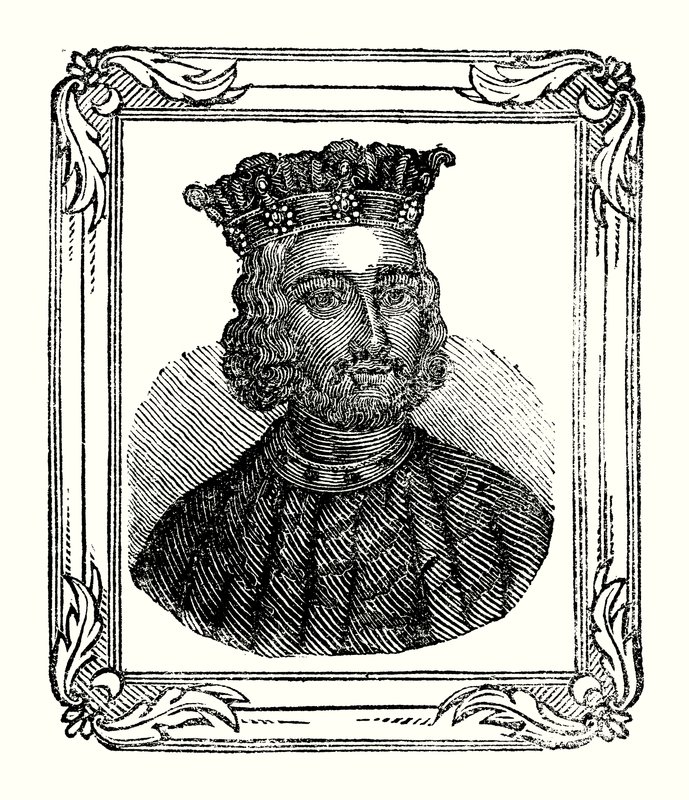 约翰生于 1167 年，于 1199 年加冕，死于 1216 年（雕刻） 作者 英语学校