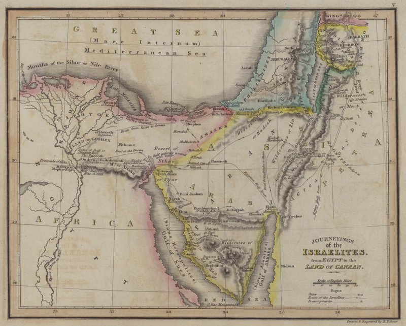 Journeyings of the Israelites, from Egypt to the Land of Canaan (coloured engraving) 作者 英语学校