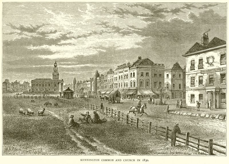 Kennington Common和教堂于1830年 作者 英语学校