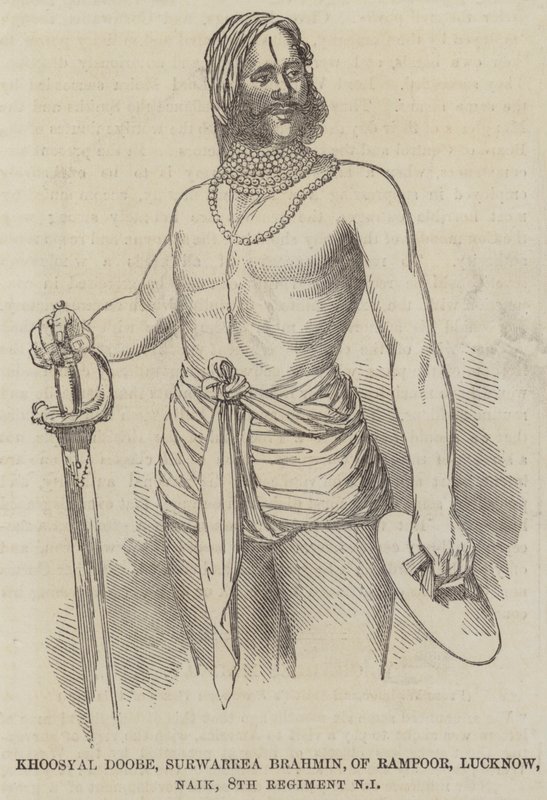 Khoosyal Doobe, Surwarrea Brahmin, 来自 Rampoor, Lucknow, Naik, 8th Regiment Native Infantry (雕刻) 作者 英语学校