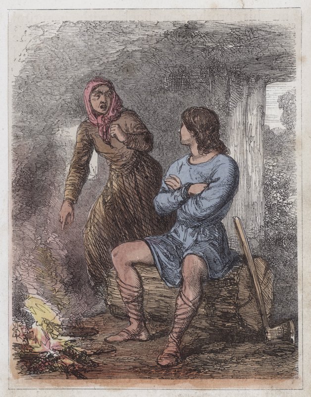 牛郎小屋中的阿尔弗雷德国王（彩色版画） 作者 英语学校