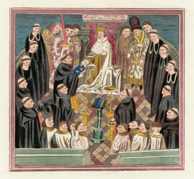 King Henry VI and his Parliament at Bury (coloured engraving) 作者 英语学校