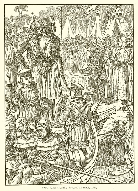 约翰国王签署了大宪章，1215年 作者 英语学校