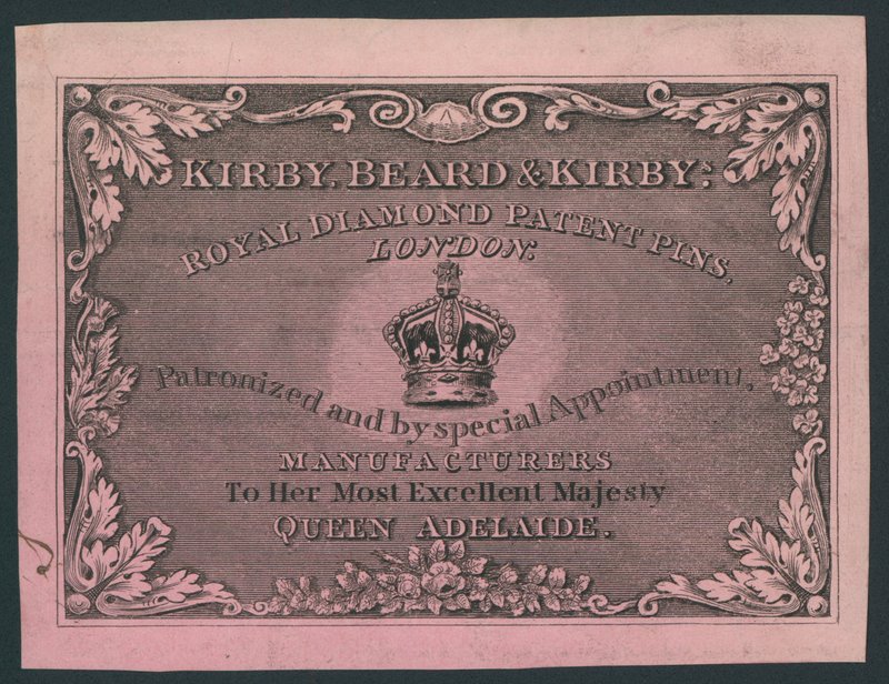 贸易卡，Kirby，Beard和Kirby，Royal Diamond专利销 作者 英语学校