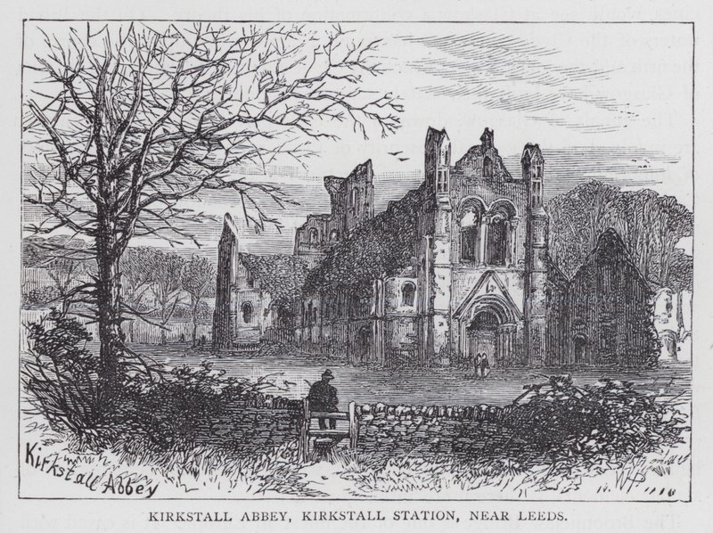 Kirkstall 修道院，Kirkstall 车站，靠近利兹（雕刻） 作者 英语学校