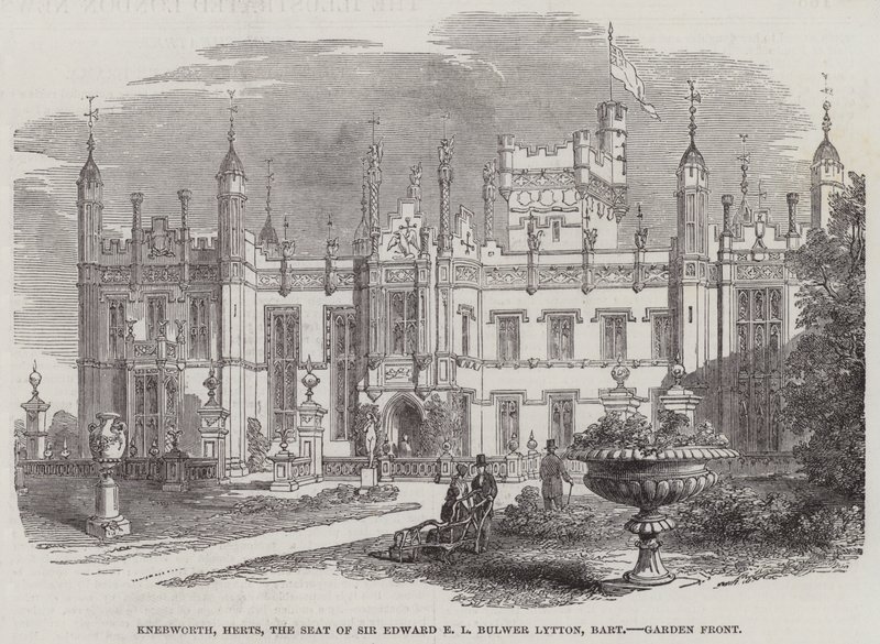 Knebworth, Herts, the Seat of Sir Edward E L Bulwer Lytton, Baronet, Garden Front (engraving) 作者 英语学校