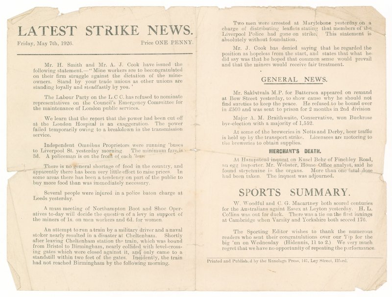 最新的罢工新闻，1926年5月7日 作者 英语学校