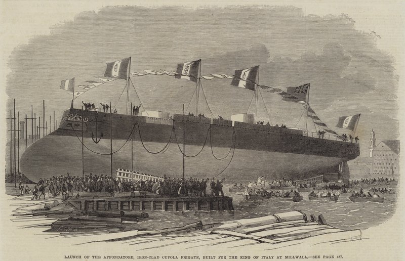 1865年在米尔沃尔为意大利国王建造的Affondatore，Iron-Clad Cupola护卫舰 作者 英语学校