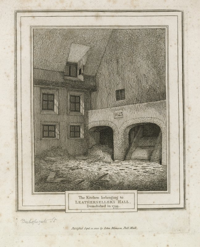 Leathersellers Hall，Bishopsgate Street。拆除1799年 作者 英语学校