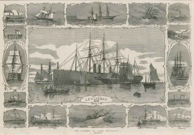 利维坦1858年;显示蒸汽导航进度的图像蒙太奇 作者 英语学校