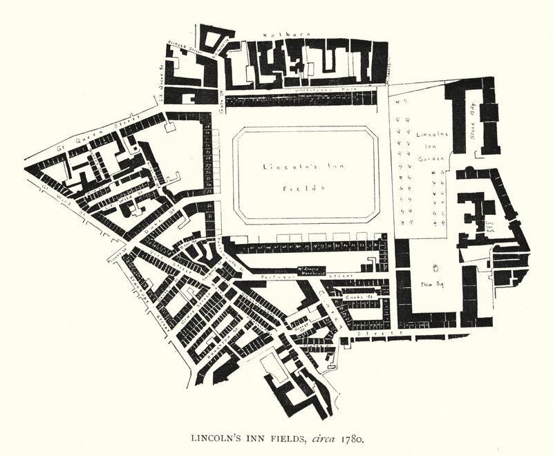 林肯的客栈菲尔兹，大约 1780 年（石版画） 作者 英语学校