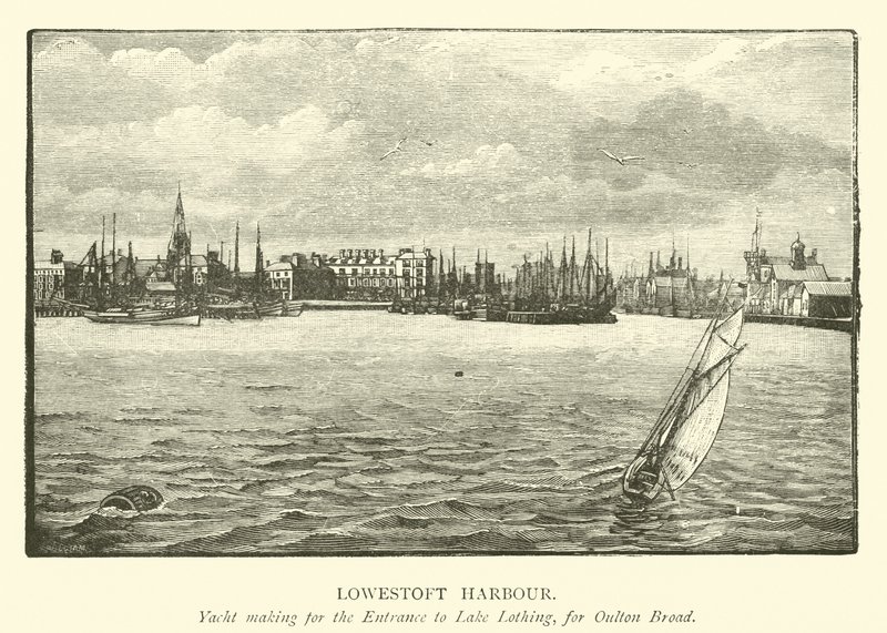 洛斯托夫特港。为Oulton Broad提供游艇，为Lake Lothing入口 作者 英语学校