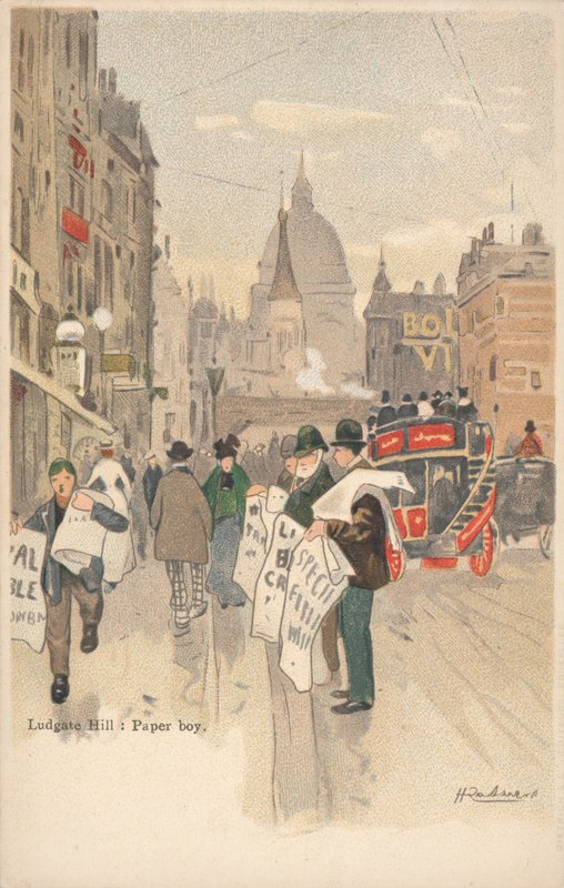Ludgate Hill，伦敦，纸男孩 作者 英语学校
