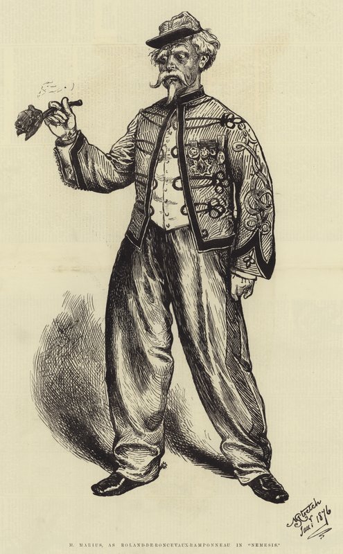 M Marius，在“复仇女神”（版画）中饰演 Roland-de-Roncevaux-Ramponneau 作者 英语学校