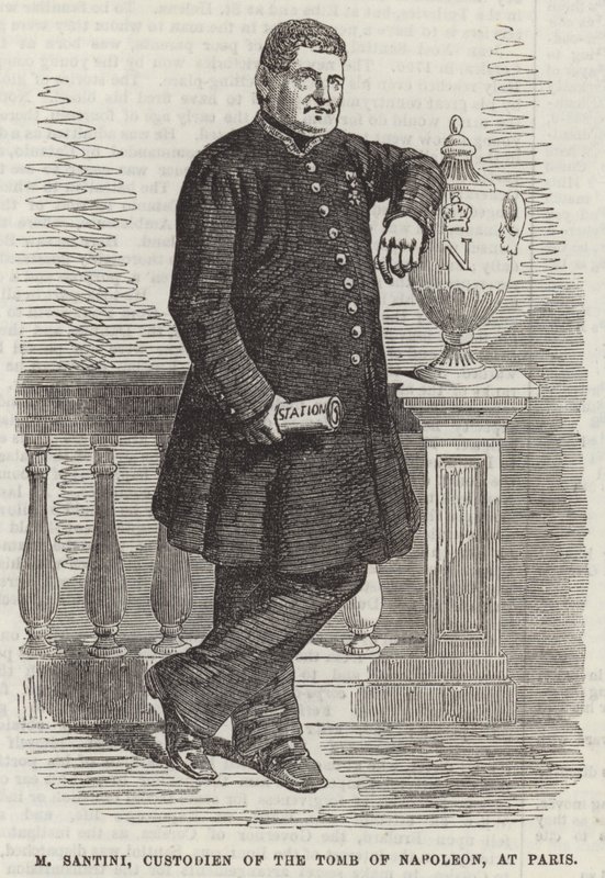 M Santini，拿破仑墓的保管人，在巴黎（版画） 作者 英语学校