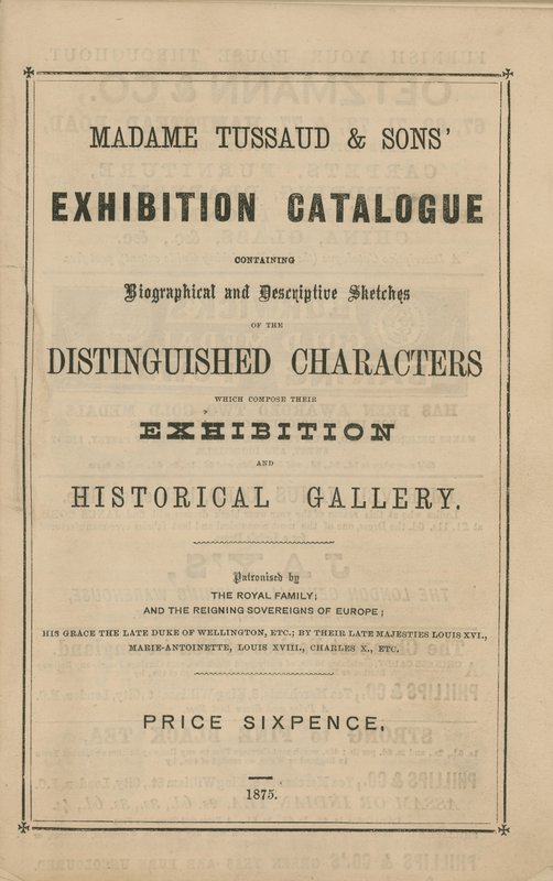 1875年杜莎夫人蜡像馆和儿子展览目录 作者 英语学校