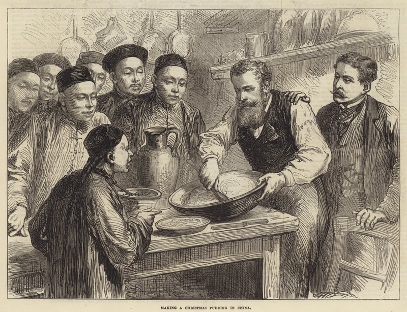 在中国制作圣诞布丁（雕刻） 作者 英语学校