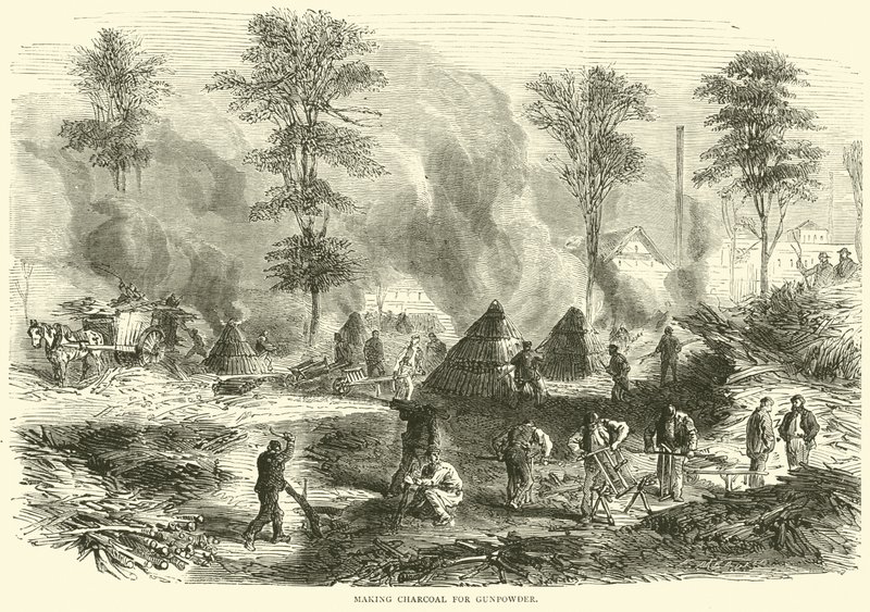 1870年10月，为火药制作木炭 作者 英语学校
