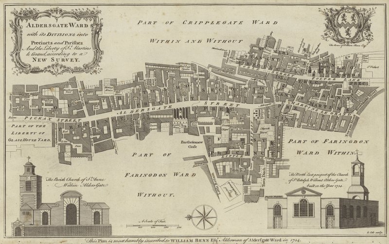 Aldersgate Ward地图，伦敦市 作者 英语学校