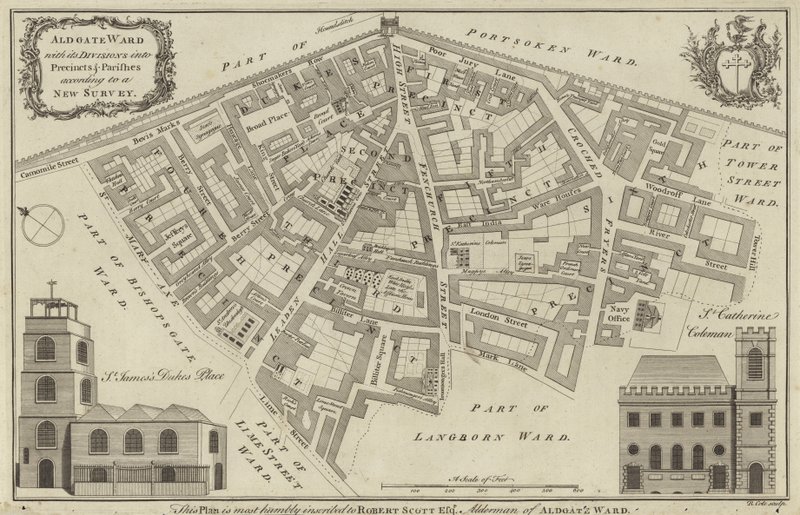 Aldgate Ward地图，伦敦 作者 英语学校