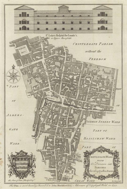 Cripplegate Ward，伦敦地图 作者 英语学校