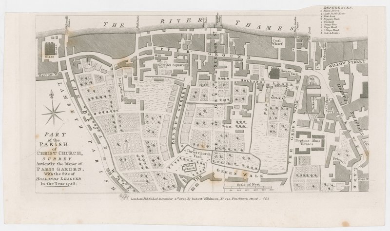 地图显示R Wilkinson的巴黎花园庄园，1822年 作者 英语学校